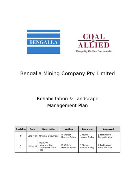Bengalla Mining Company Pty Limited - Rio Tinto Coal Australia