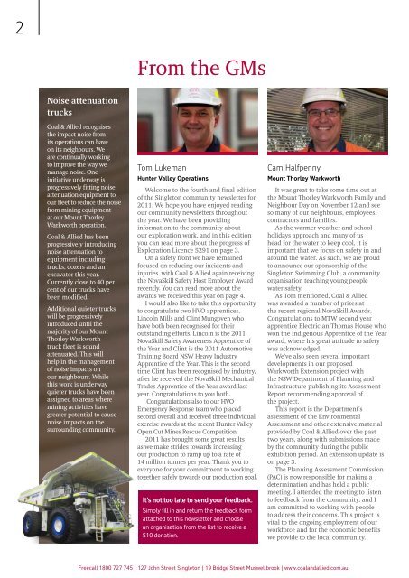 Coal & Allied Community Newsletter Singleton edition November 2011
