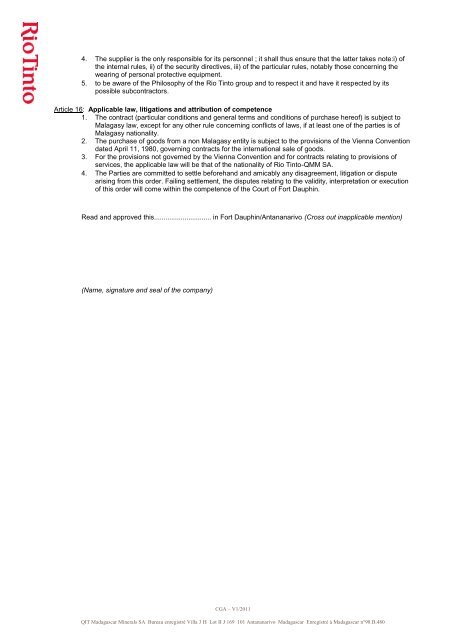 general terms and conditions of purchase - Rio Tinto - Qit ...