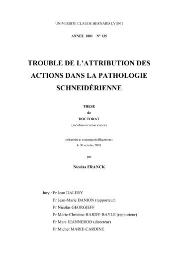 trouble de l'attribution des actions dans la pathologie ... - Risc