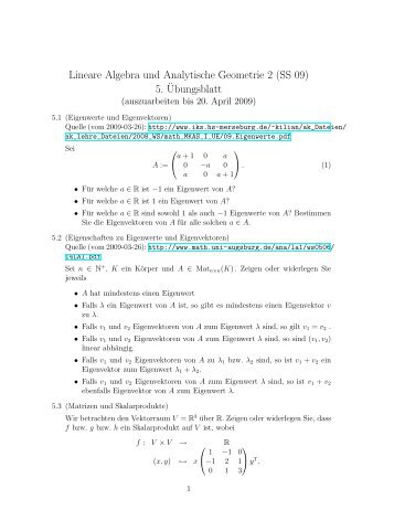 Lineare Algebra und Analytische Geometrie 2 (SS 09) 5 ... - RISC