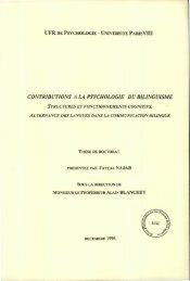 Contributions Ã  la psychologie du bilinguisme : structures et ... - Risc