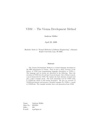 VDM â The Vienna Development Method - CiteSeerX