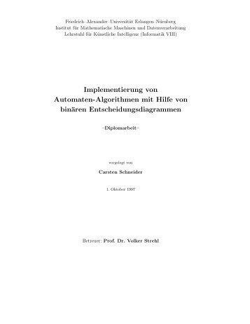 Implementierung von Automaten-Algorithmen mit Hilfe von binÃ¤ren ...