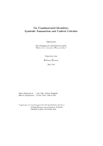 On Combinatorial Identities: Symbolic Summation and Umbral ...