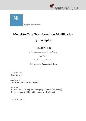 Model-to-Text Transformation Modification by Examples - RISC - JKU