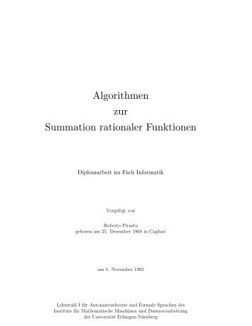 Algorithmen zur Summation rationaler Funktionen