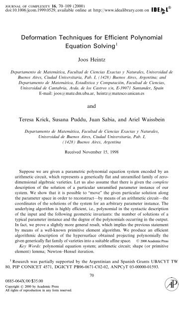 Deformation Techniques for Efficient Polynomial Equation ... - RISC