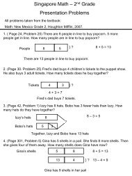 Singapore Math â 2nd Grade Presentation Problems