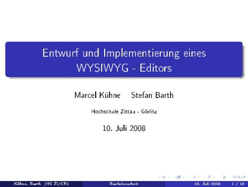 Entwurf und Implementierung eines WYSIWYG - Editors - Risikous
