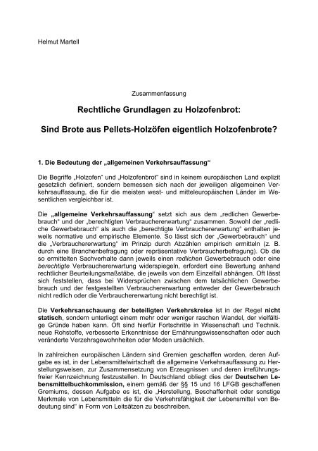 Rechtliche Grundlagen zu Holzofenbrot: Sind Brote aus Pellets ...