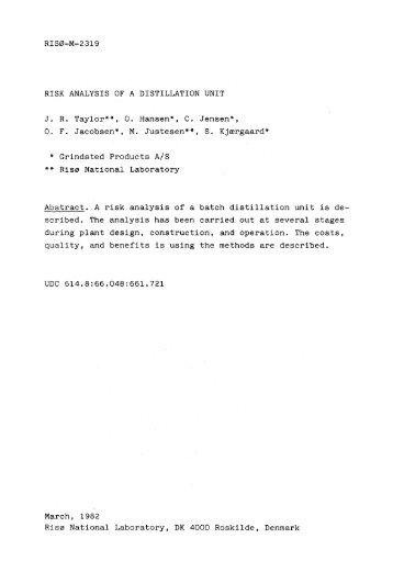 RIS0-M-2319 RISK ANALYSIS OF A DISTILLATION UNIT J. R. ...