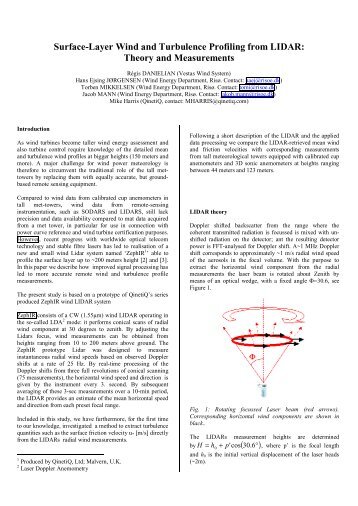 Surface-Layer Wind and Turbulence profiling from LIDAR: Theory ...