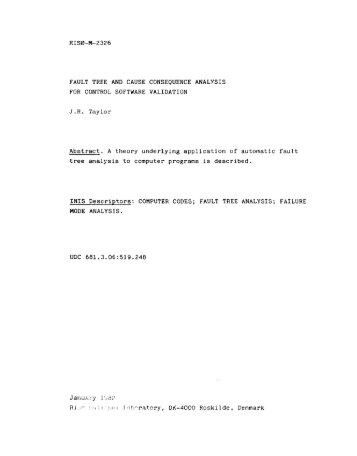 FAULT TREE AND CAUSE CONSEQUENCE ANALYSIS FOR ...