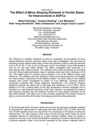 The Effect of Minor Alloying Elements in Ferritic Steels for ...