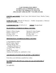 CASE INFORMATION SHEET FLORIDA LEGAL PERIODICALS, INC ...