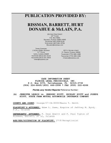 PUBLICATION PROVIDED BY - Rissman, Barrett, Hurt, Donahue ...