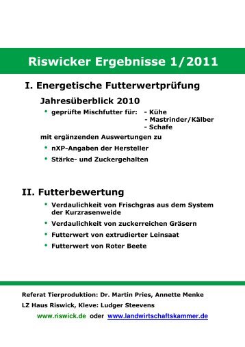 Riswicker Ergebnisse - Landwirtschaftskammer Nordrhein-Westfalen