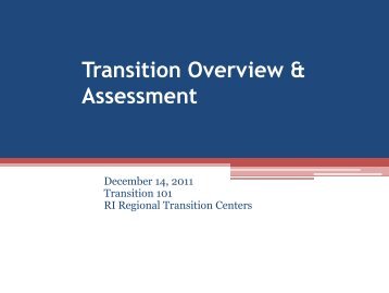 Transition Overview & Assessment - RITAP