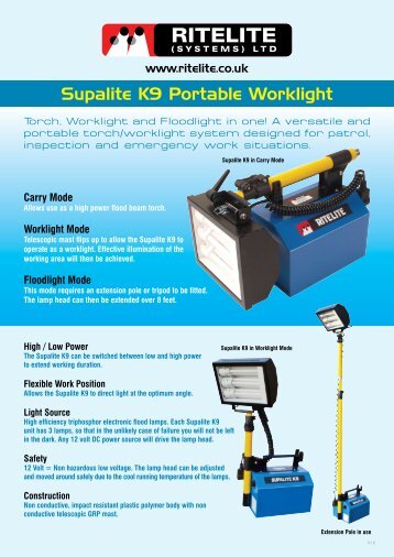 Supalite K9 Portable Worklight - Ritelite (Systems) Ltd