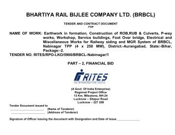 BHARTIYA RAIL BIJLEE COMPANY LTD. (BRBCL) - Rites