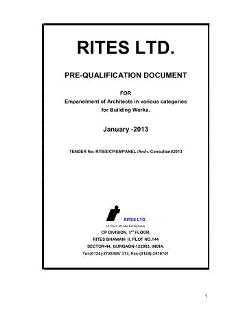 rites ltd. pre-qualification document