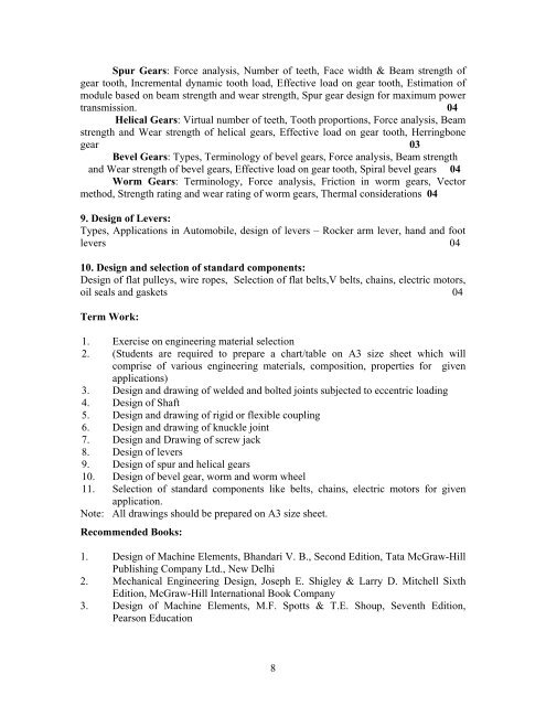 Shivaji University, Kolhapur Total Contact Hours per week Total Marks