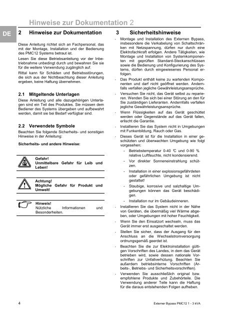 DE Externer Bypass fÃ¼r PMC12, 1, 2 und 3 kVA USV DK ... - Rittal