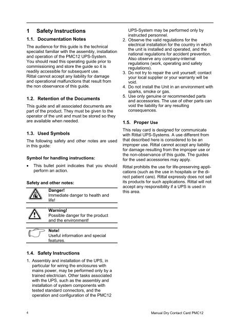 Rittal PMC12 DC - Manual (Relay Card)