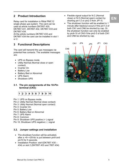 Rittal PMC12 DC - Manual (Relay Card)