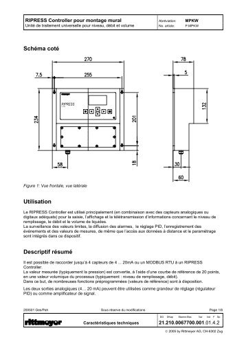 SchÃ©ma cotÃ© Utilisation Descriptif rÃ©sumÃ© - Rittmeyer