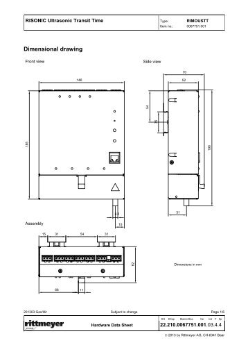 Ultrasonic Transit Time module data sheet - Rittmeyer