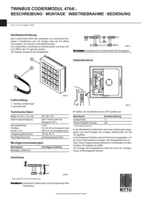 Twinbus Codiermodul 4764 Ritto