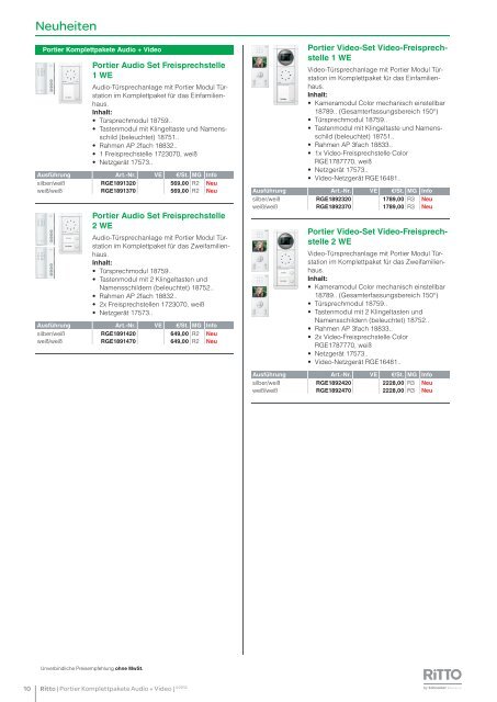 Preisliste 2013 - Ritto