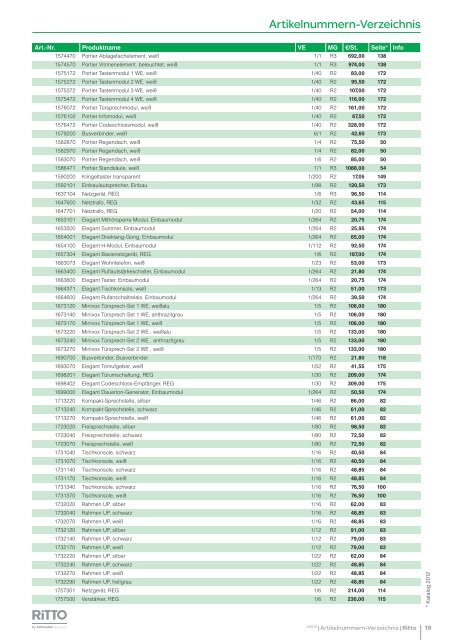 Preisliste 2013 - Ritto