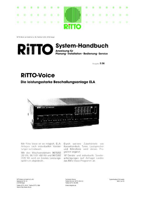 Systemhandbuch Ritto Voice