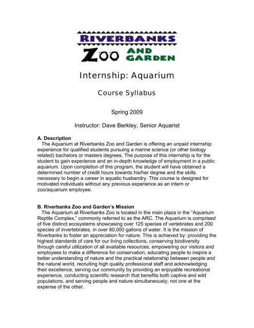 Internship: Aquarium Course Syllabus Spring 2009