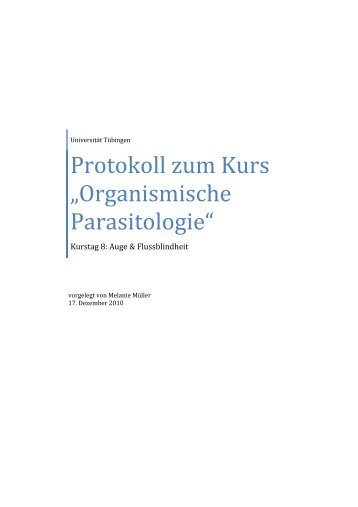 Protokoll zum Kurs âOrganismische Parasitologieâ