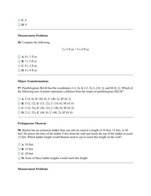 Geometry & Spatial Sense â Practice Problems