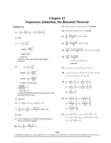 Chapter 12 Sequences; Induction; the Binomial Theorem