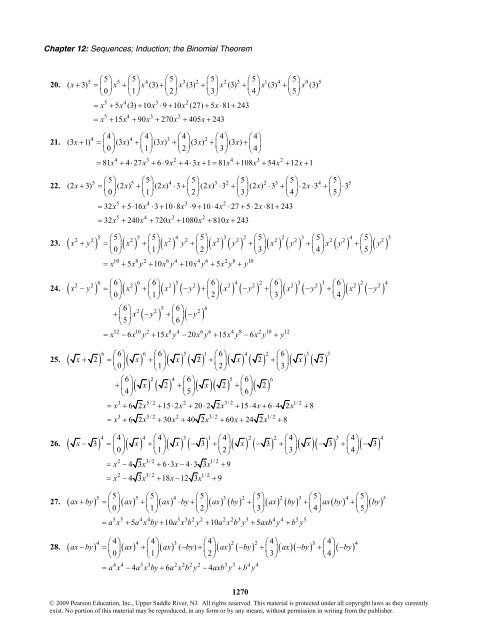 Chapter 12 Sequences; Induction; the Binomial Theorem