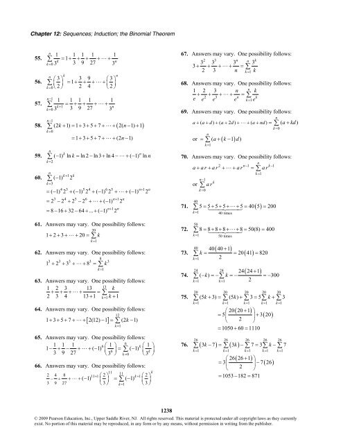 Chapter 12 Sequences; Induction; the Binomial Theorem