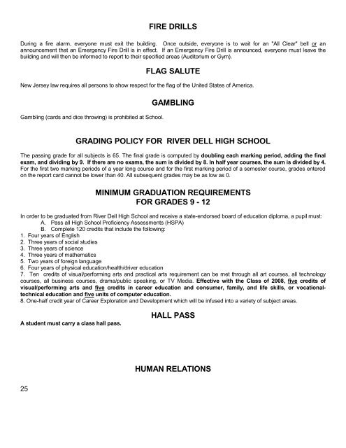 High School Handbook - River Dell Regional School District