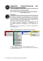 Vegetation: Zusammensetzung der Pflanzengesellschaften