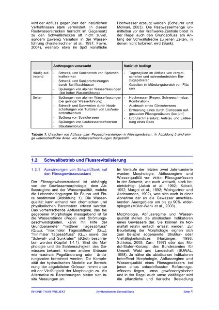 Synthesebericht Schwall/Sunk - Rhone-Thur Projekt - Eawag