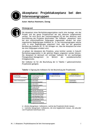 Akzeptanz: Projektakzeptanz bei den Interessengruppen