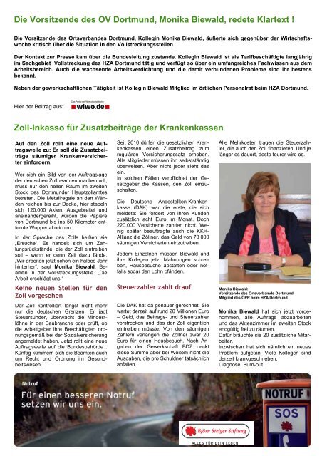 Ausgabe - auf der Homepage des BDZ Westfalen!