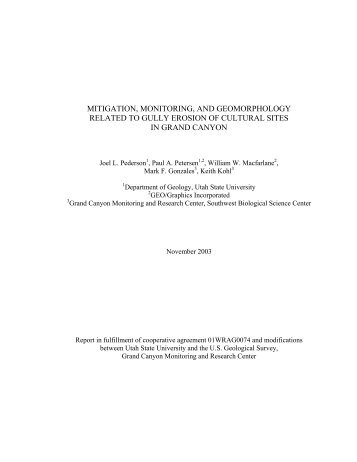 mitigation, monitoring, and geomorphology related to gully erosion ...