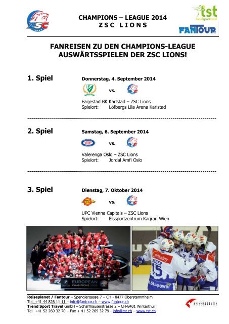 CLHAMPIONS LEAGUE 2014 - ZSC LIONS