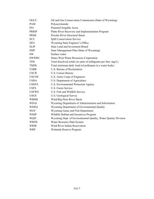 Wyoming Framework Water Plan - Living Rivers Home Page